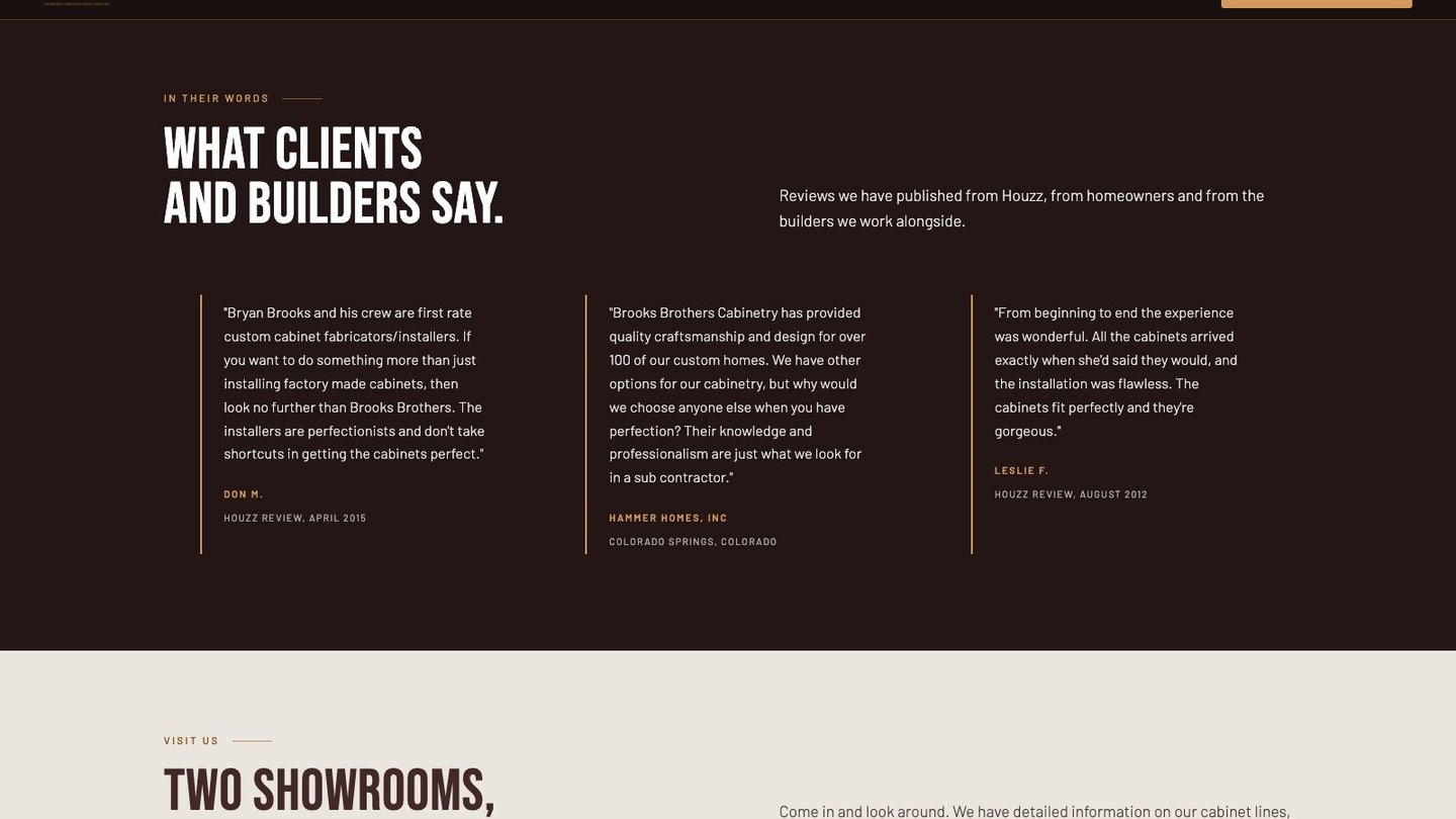 The reviews section of the new homepage